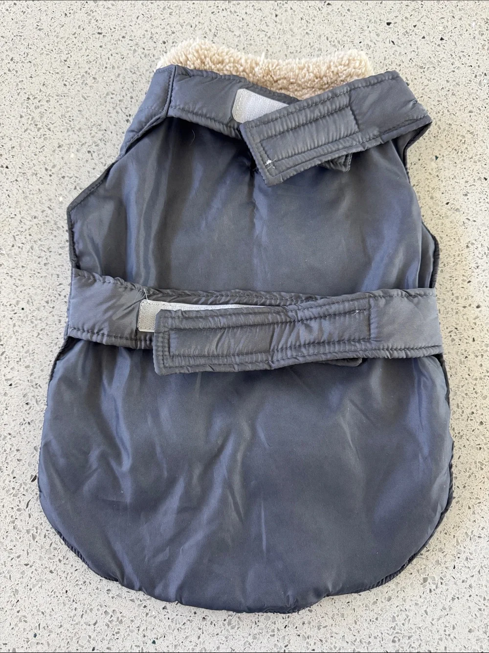 Dog Quilted Grey Jacket with Sherpa Collar and adjustable straps